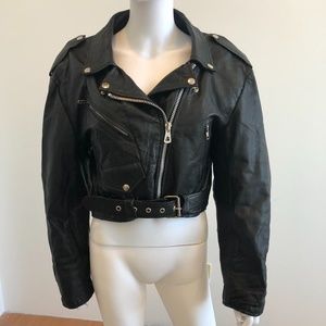 VINTAGE 80'S LEATHER CROPPED JACKET